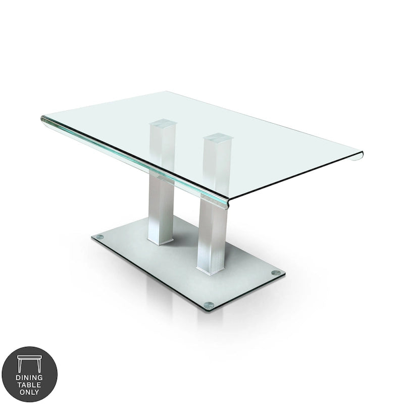 Maza 59-inch Silvertone Metal/Glass Dining Table