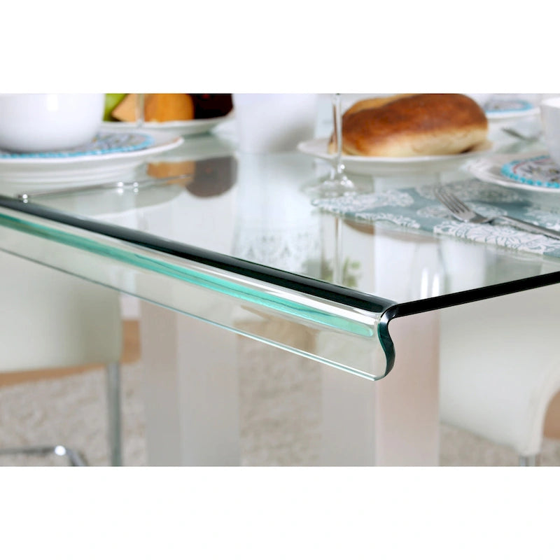 Maza 59-inch Silvertone Metal/Glass Dining Table