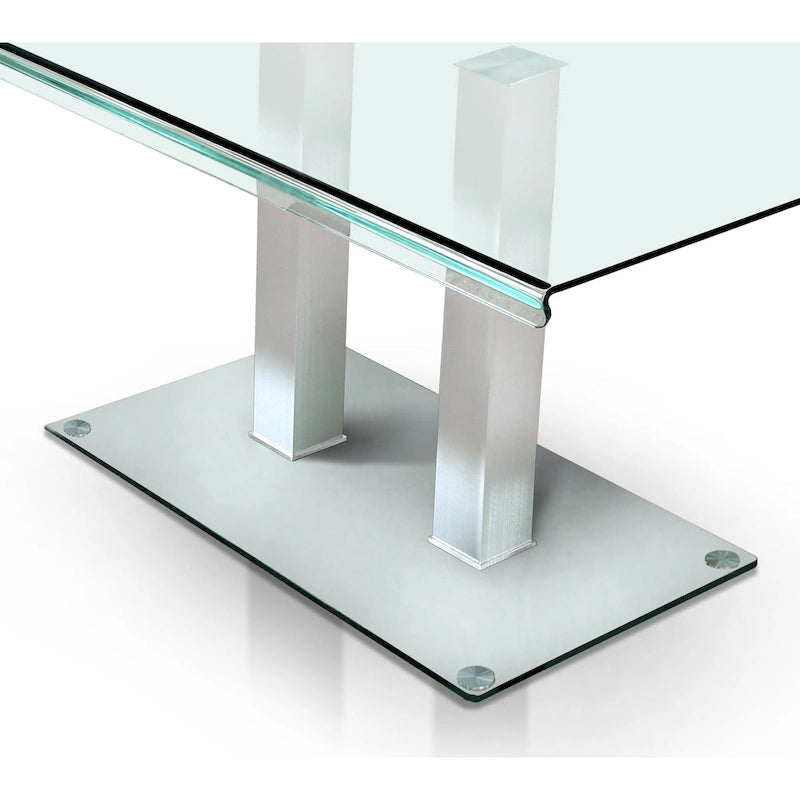 Maza 59-inch Silvertone Metal/Glass Dining Table