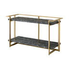 Lovell Glam Gold and Black 51-inch Faux Marble 1-Shelf Sofa Table