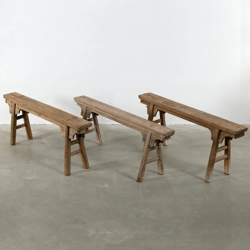 Artissance Vintage Noodle Bench with Front Panel, Weathered Natural Wood Finish (Size & Finish Vary) - 57W x 6.2L x 22H