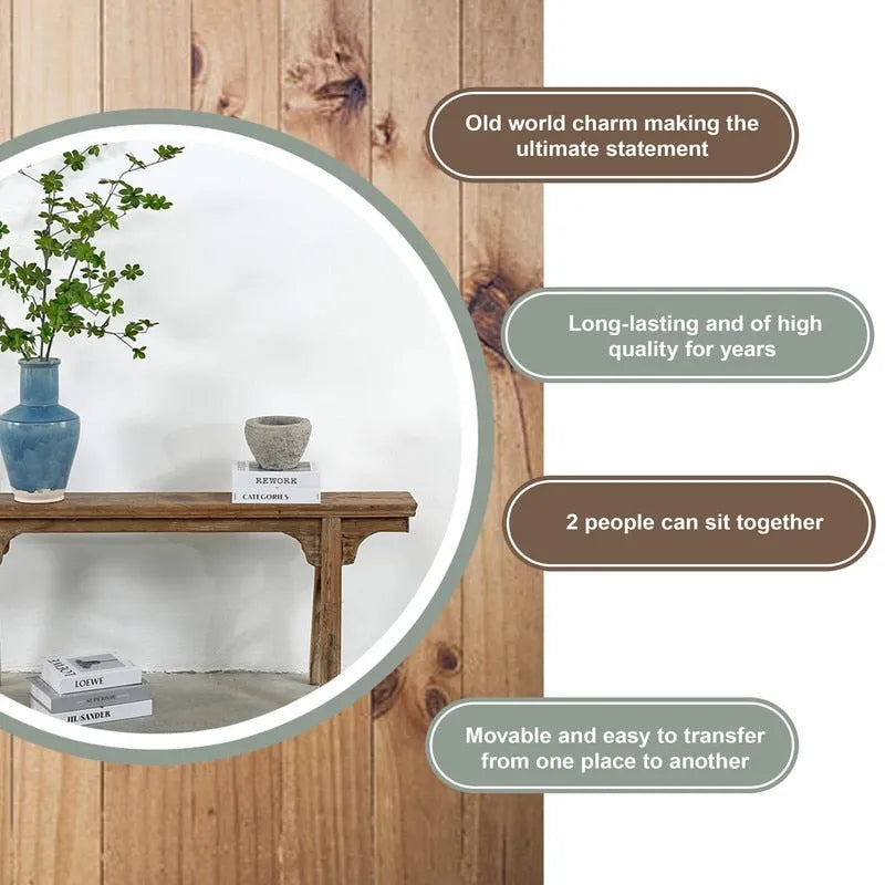 Artissance Vintage Noodle Bench with Front Panel, Weathered Natural Wood Finish (Size & Finish Vary) - 57W x 6.2L x 22H