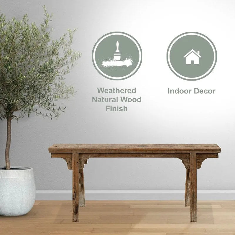 Artissance Vintage Noodle Bench with Front Panel, Weathered Natural Wood Finish (Size & Finish Vary) - 57W x 6.2L x 22H