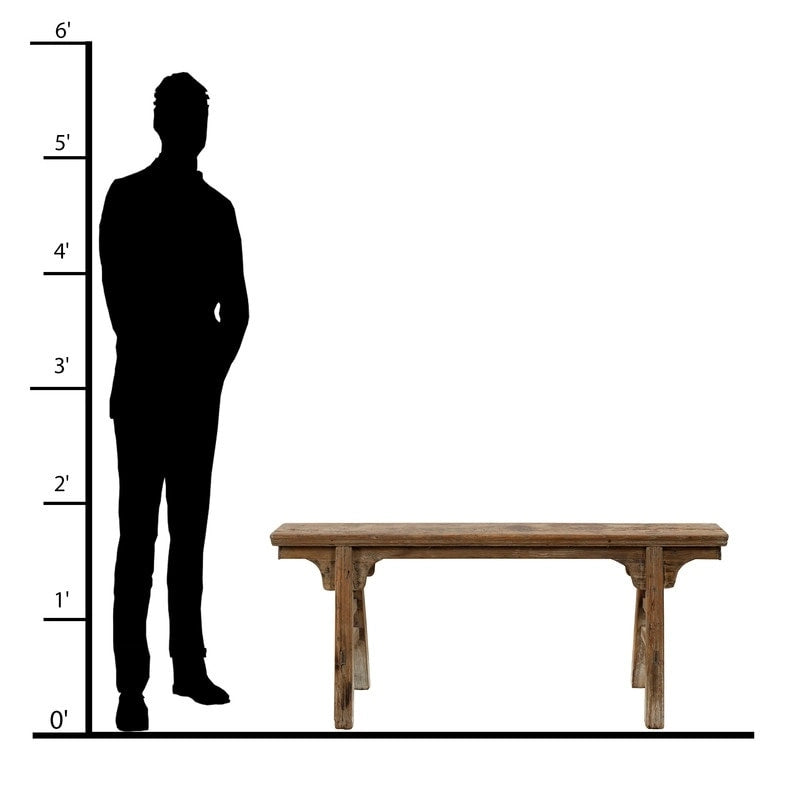 Artissance Vintage Noodle Bench with Front Panel, Weathered Natural Wood Finish (Size & Finish Vary) - 57W x 6.2L x 22H