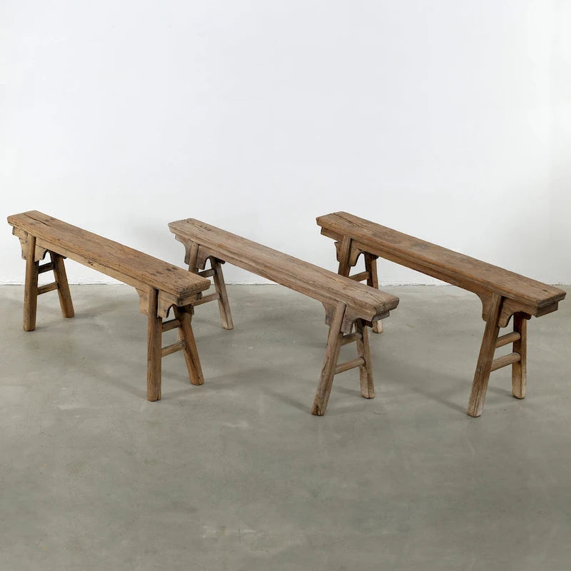 Artissance Vintage Noodle Bench with Front Panel, Weathered Natural Wood Finish (Size & Finish Vary) - 57W x 6.2L x 22H