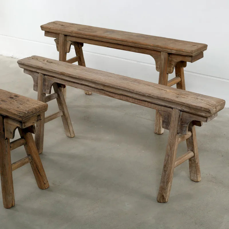 Artissance Vintage Noodle Bench with Front Panel, Weathered Natural Wood Finish (Size & Finish Vary) - 57W x 6.2L x 22H