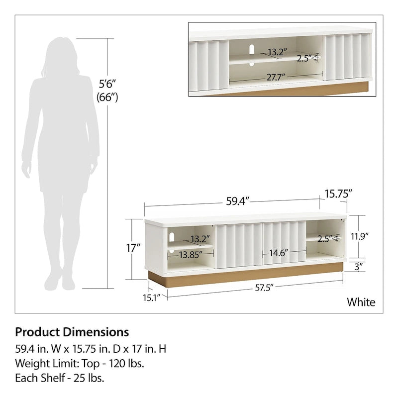 CosmoLiving by Cosmopolitan Rene Modern Scalloped TV Stand for TVs up to 65 - Up to 65