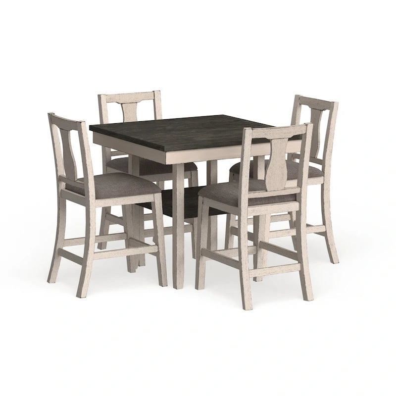 Merichleri Rustic Antique White Wood 5-Piece Counter Height Dining Set