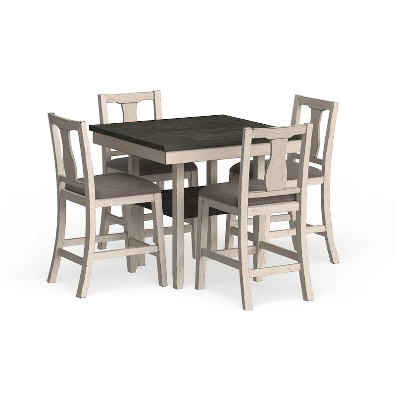 Merichleri Rustic Antique White Wood 5-Piece Counter Height Dining Set