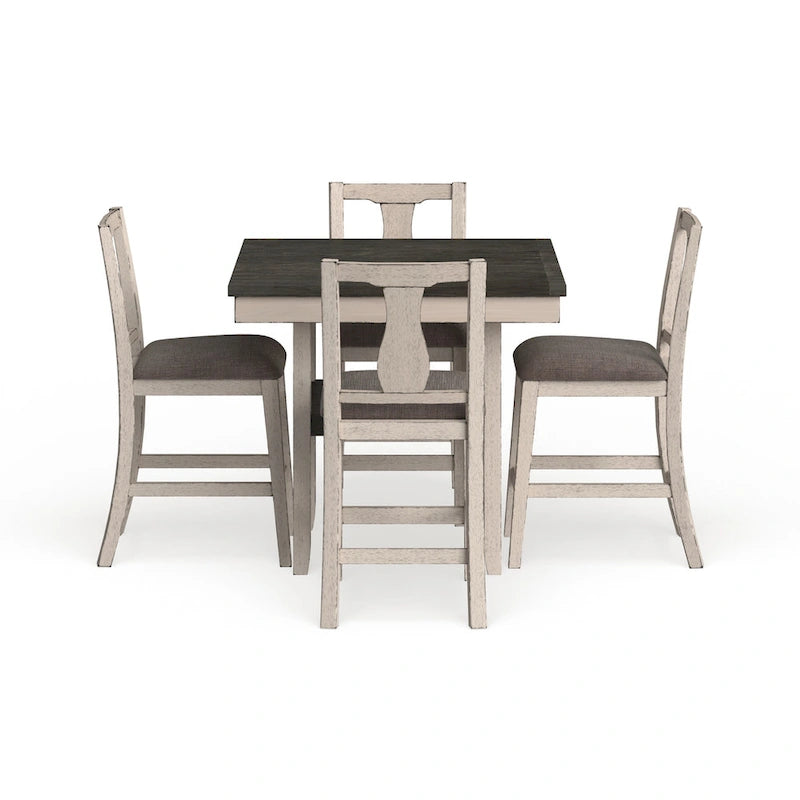 Merichleri Rustic Antique White Wood 5-Piece Counter Height Dining Set