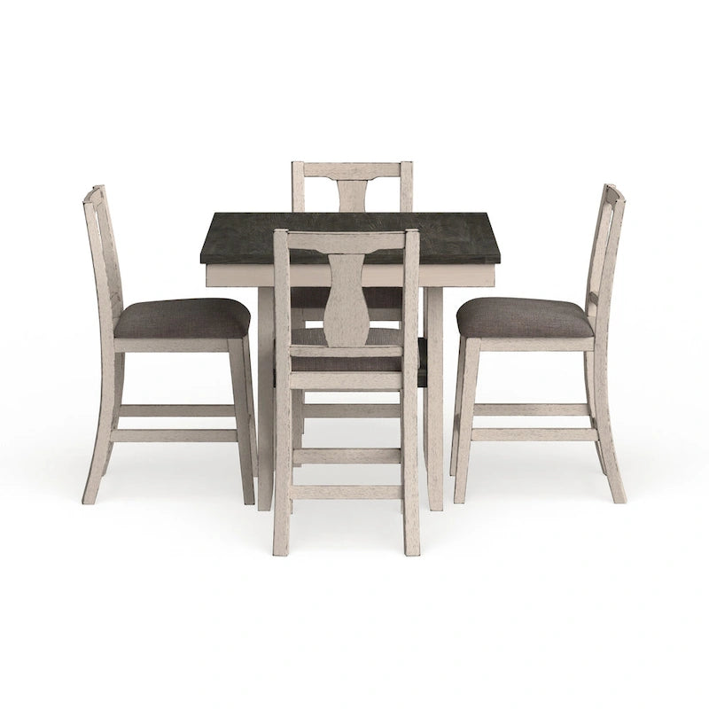 Merichleri Rustic Antique White Wood 5-Piece Counter Height Dining Set