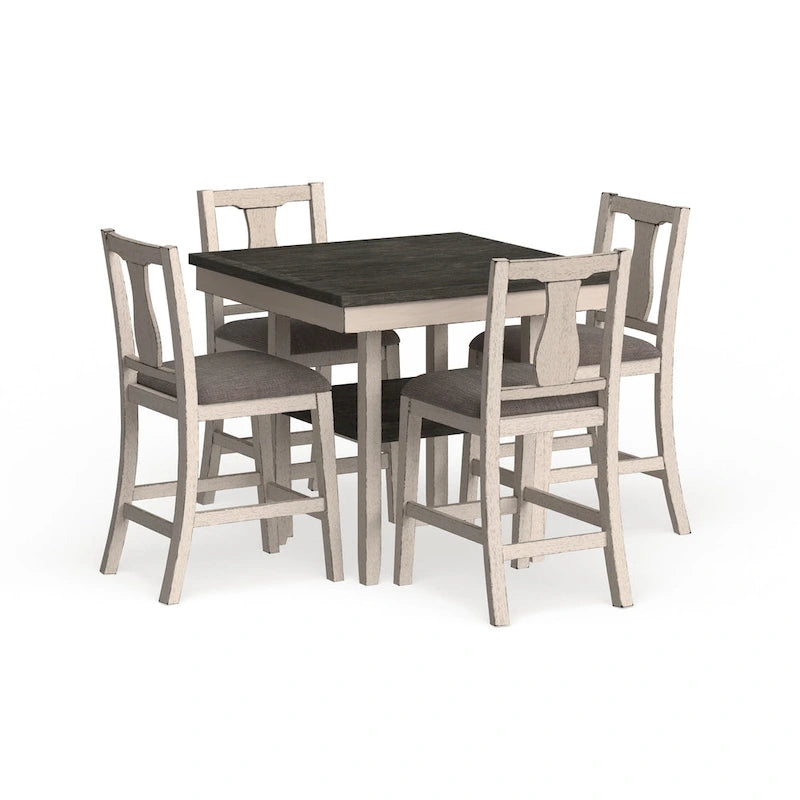 Merichleri Rustic Antique White Wood 5-Piece Counter Height Dining Set