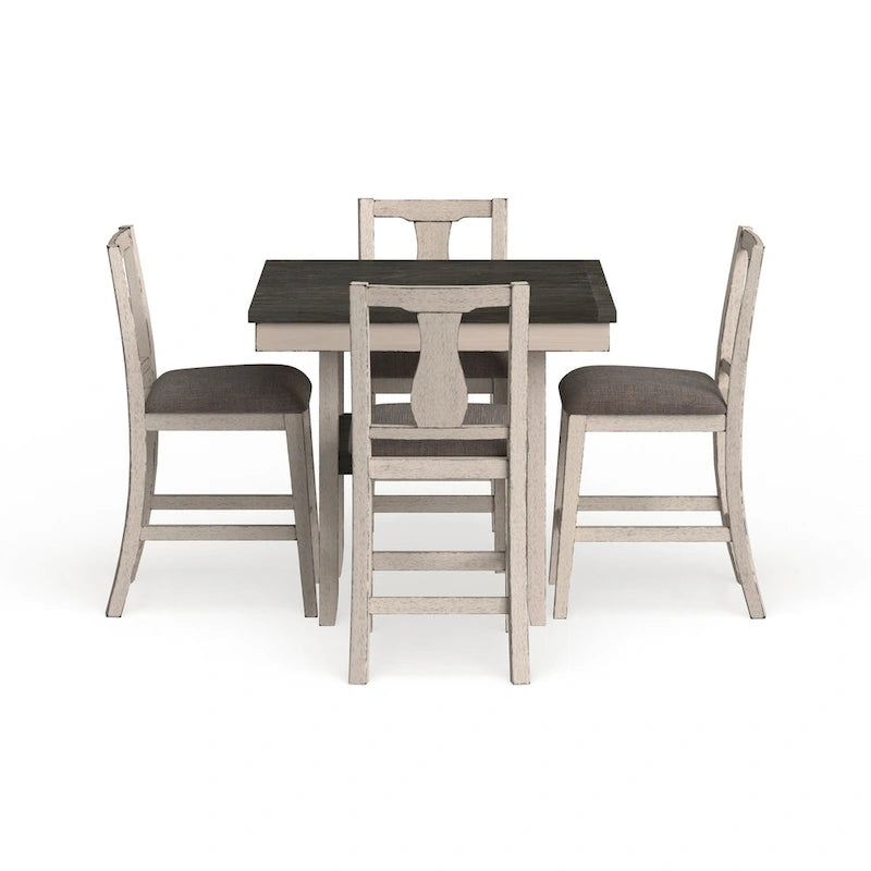 Merichleri Rustic Antique White Wood 5-Piece Counter Height Dining Set