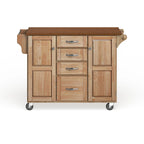Puff Island Natural Finish 4-drawer Kitchen Cart