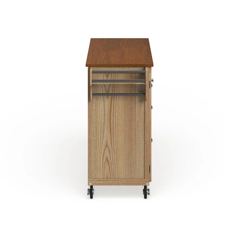 Puff Island Natural Finish 4-drawer Kitchen Cart