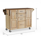 Puff Island Natural Finish 4-drawer Kitchen Cart