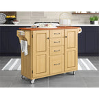 Puff Island Natural Finish 4-drawer Kitchen Cart
