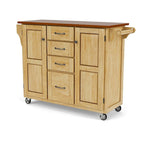 Puff Island Natural Finish 4-drawer Kitchen Cart