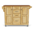 Puff Island Natural Finish 4-drawer Kitchen Cart