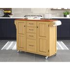 Puff Island Natural Finish 4-drawer Kitchen Cart