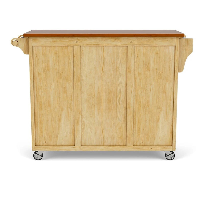 Puff Island Natural Finish 4-drawer Kitchen Cart