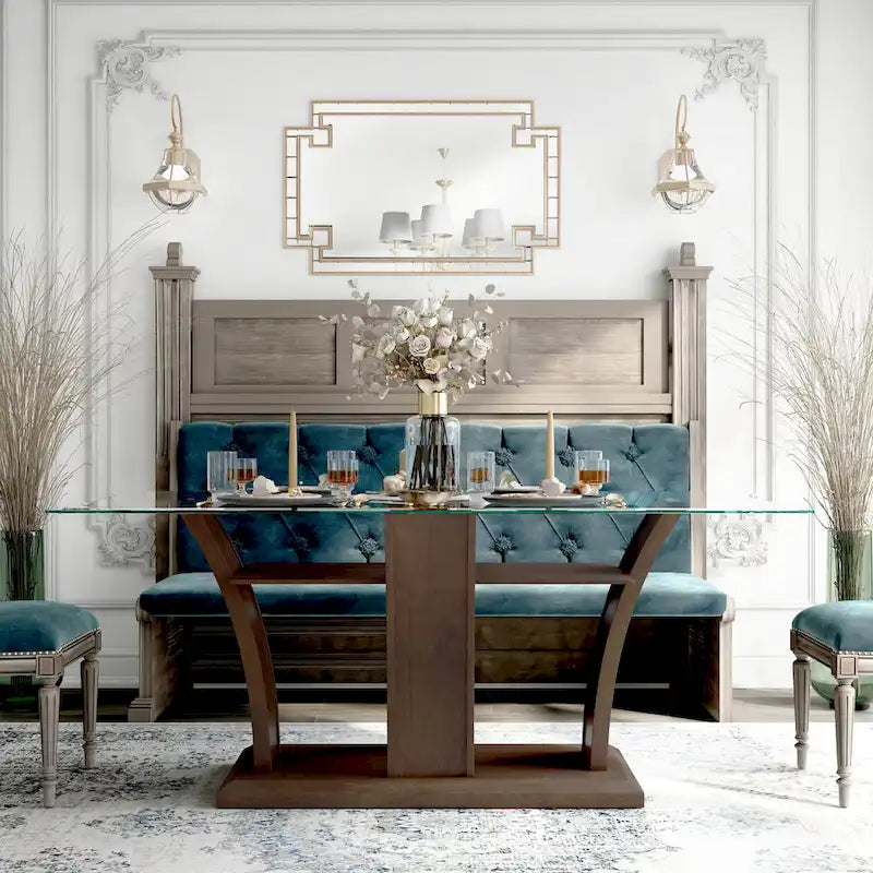 Bind Contemporary Cherry 72-inch Glass Top Dining Table