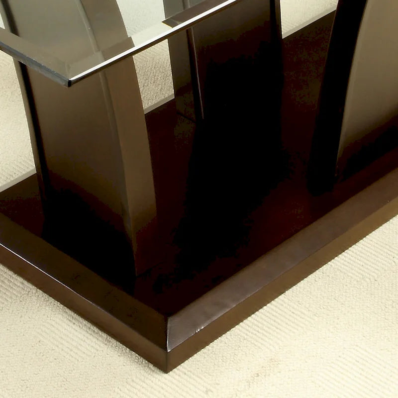 Bind Contemporary Cherry 72-inch Glass Top Dining Table