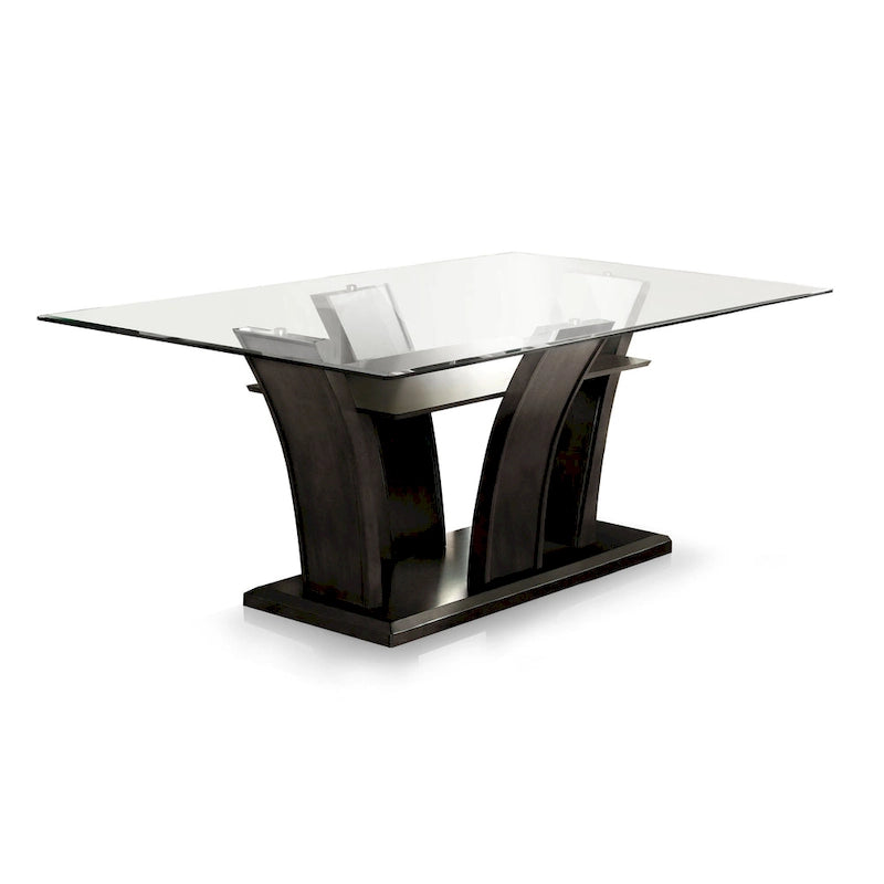 Bind Contemporary Cherry 72-inch Glass Top Dining Table
