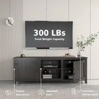 70 inch Modern TV Cabinet with Shelves, Media Entertainment Center with Doors-Black - M