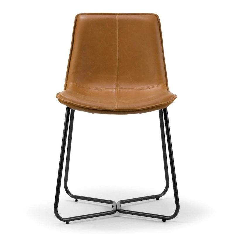 Amery Cappuccino Faux Leather Dining Chair with Iron Frame (Set of 2)