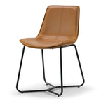 Amery Cappuccino Faux Leather Dining Chair with Iron Frame (Set of 2)