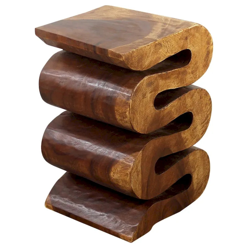 Wave Verve Accent Snake Table 12x14x20 in H Walnut Oil - 12 x 14 x 20