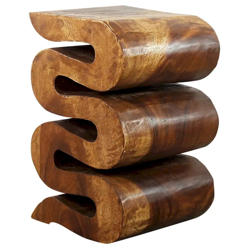 Wave Verve Accent Snake Table 12x14x20 in H Walnut Oil - 12 x 14 x 20