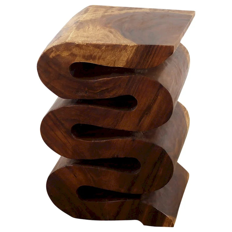 Wave Verve Accent Snake Table 12x14x20 in H Walnut Oil - 12 x 14 x 20