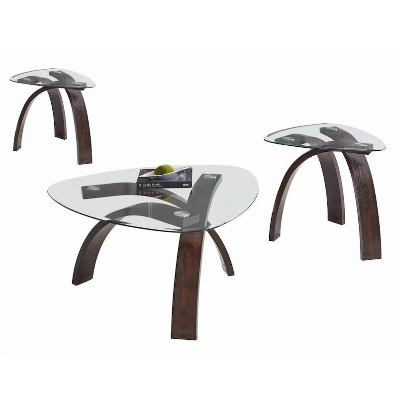 Perrin Contemporary Glass Top 3-Piece Occasional Set