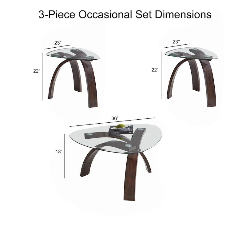 Perrin Contemporary Glass Top 3-Piece Occasional Set