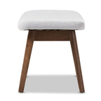Baxton Studio Mid-Century Light Grey Fabric Upholstered Footstool