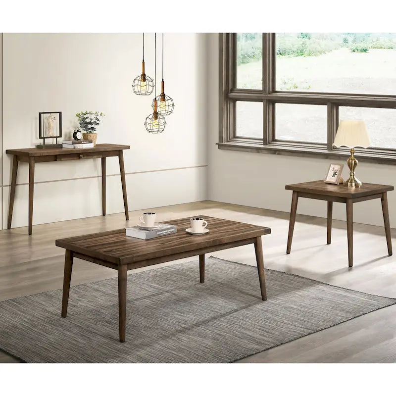 Abi Mid-Century Walnut Solid Wood 24-inch Side Table