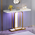 41.3 Console Table with LED Lights, Modern Gold White Entryway Hallway Accent Table