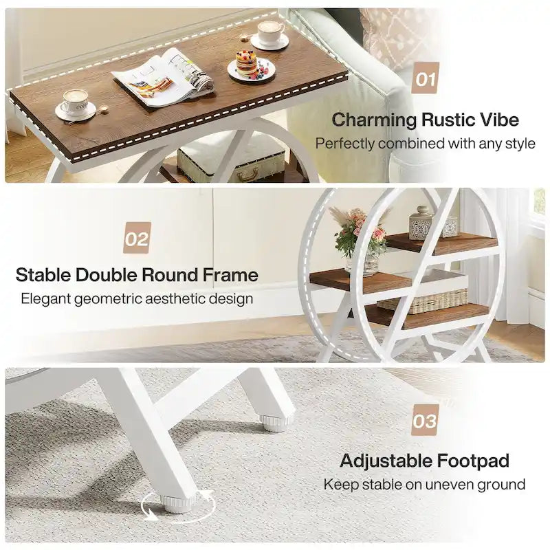 3-Tier End Table Side Table with Storage for Living Room