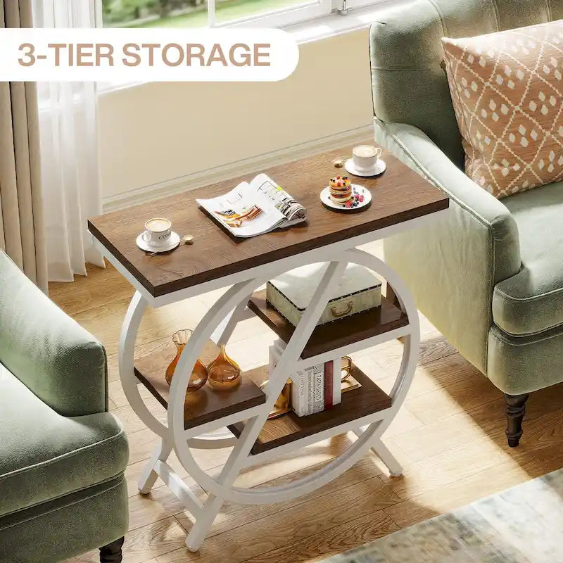 3-Tier End Table Side Table with Storage for Living Room