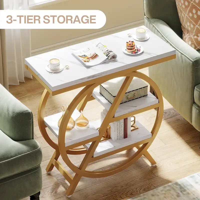 3-Tier End Table Side Table with Storage for Living Room