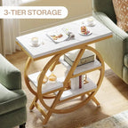 3-Tier End Table Side Table with Storage for Living Room