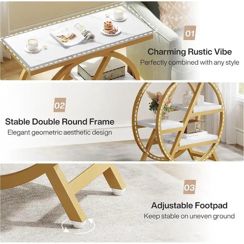 3-Tier End Table Side Table with Storage for Living Room