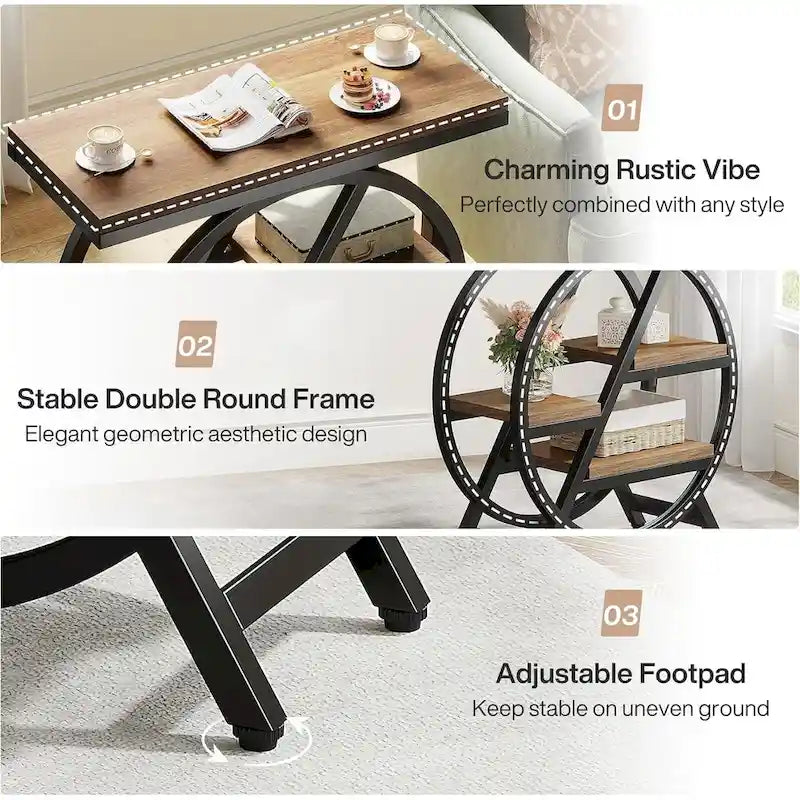 3-Tier End Table Side Table with Storage for Living Room