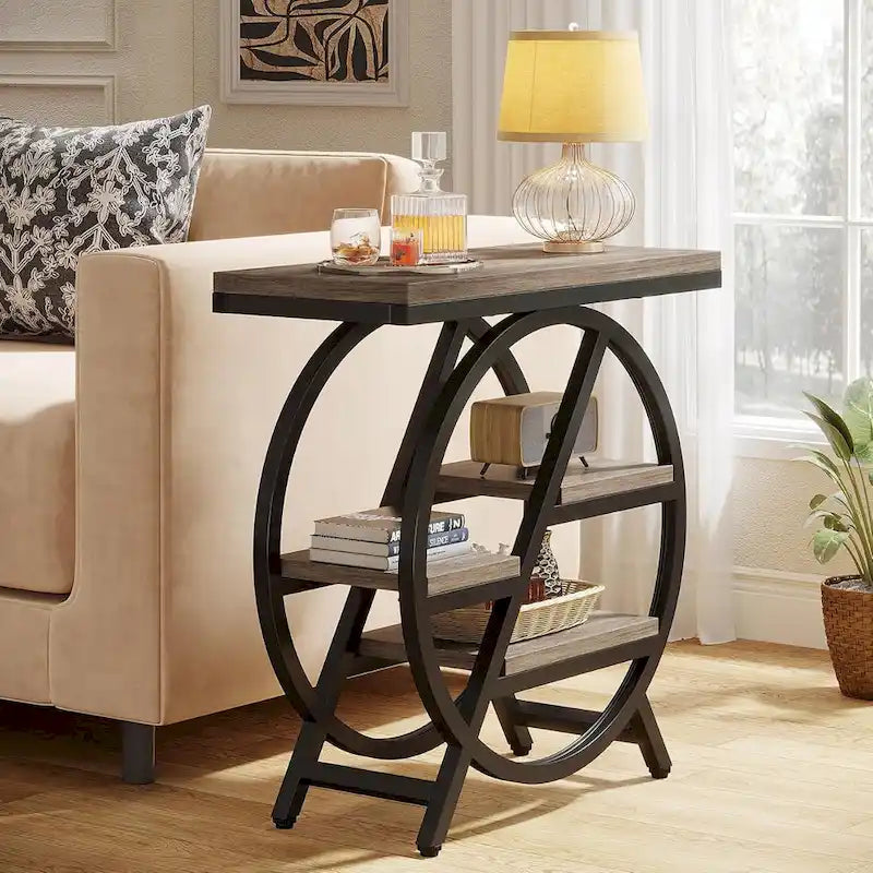 3-Tier End Table Side Table with Storage for Living Room