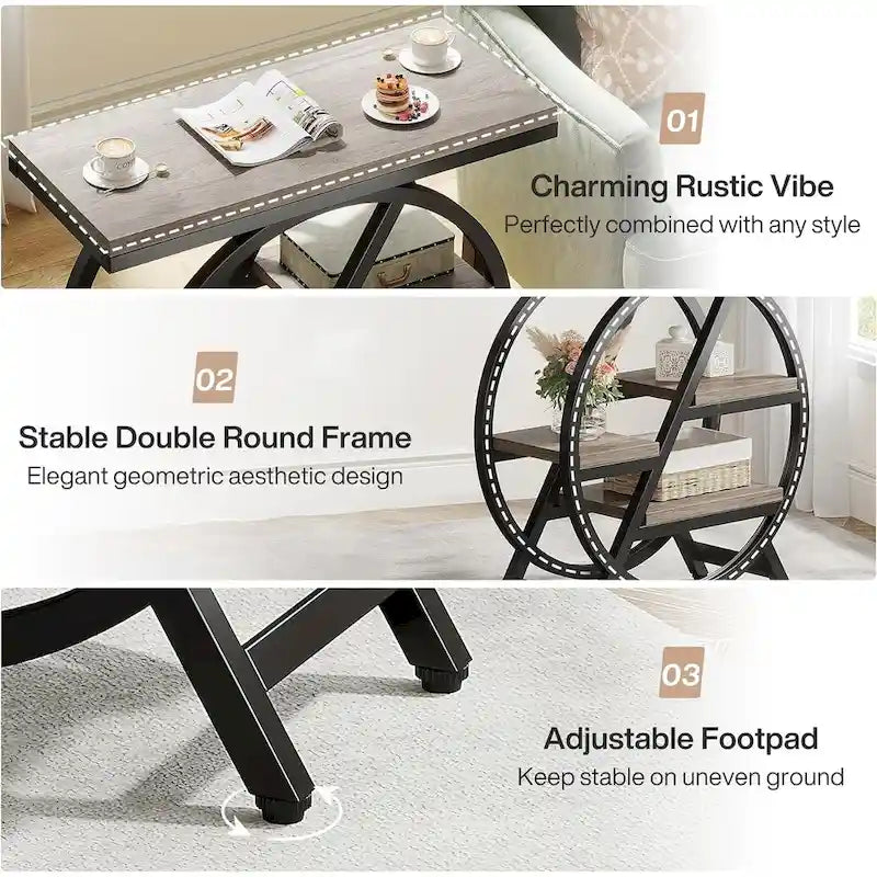 3-Tier End Table Side Table with Storage for Living Room