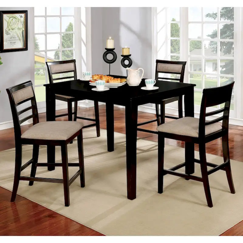 Yevana Contemporary Solid Wood 5-Piece Counter Height Dining Set