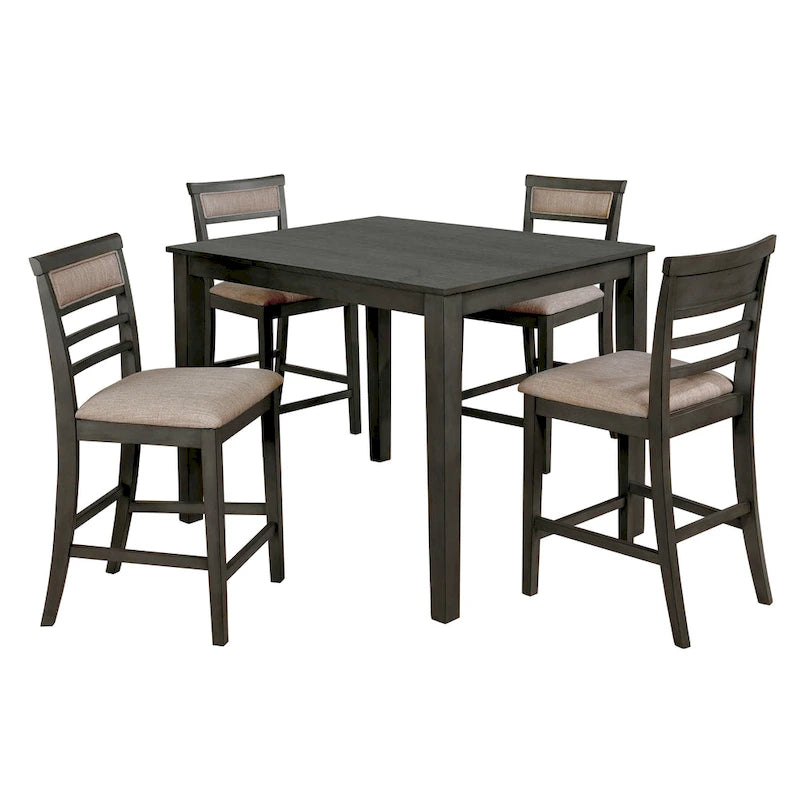 Yevana Contemporary Solid Wood 5-Piece Counter Height Dining Set