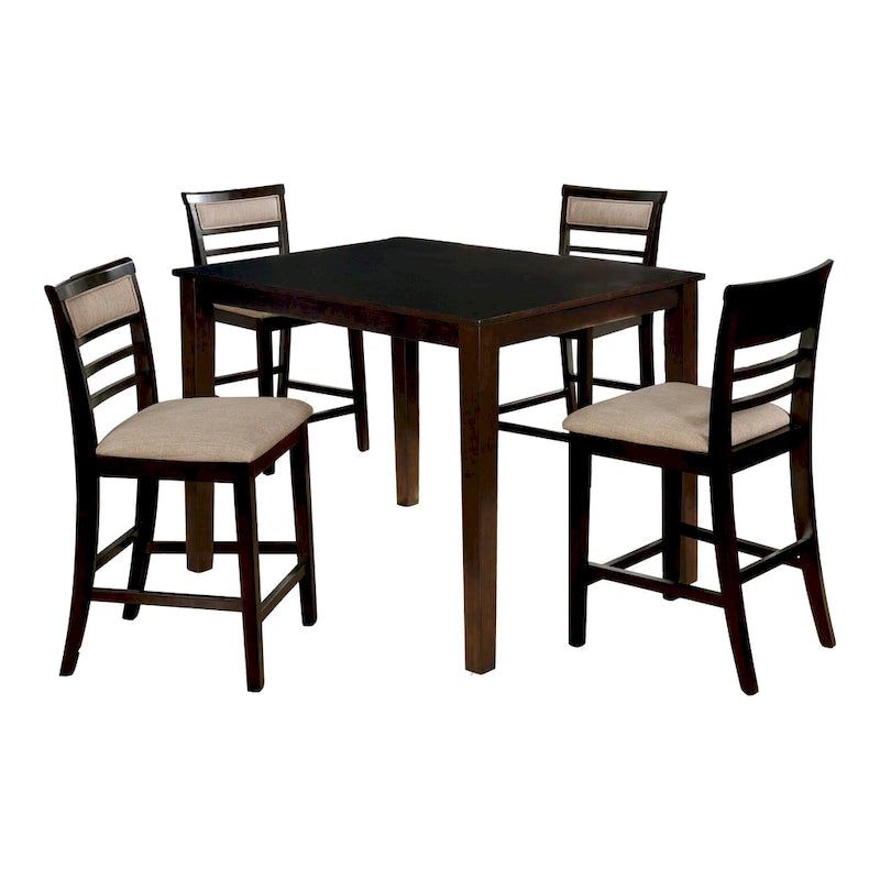 Yevana Contemporary Solid Wood 5-Piece Counter Height Dining Set